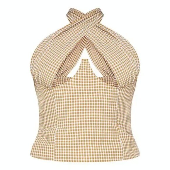 PrettyLittleThing Gingham Halter Corset Top - Picture 1 of 7